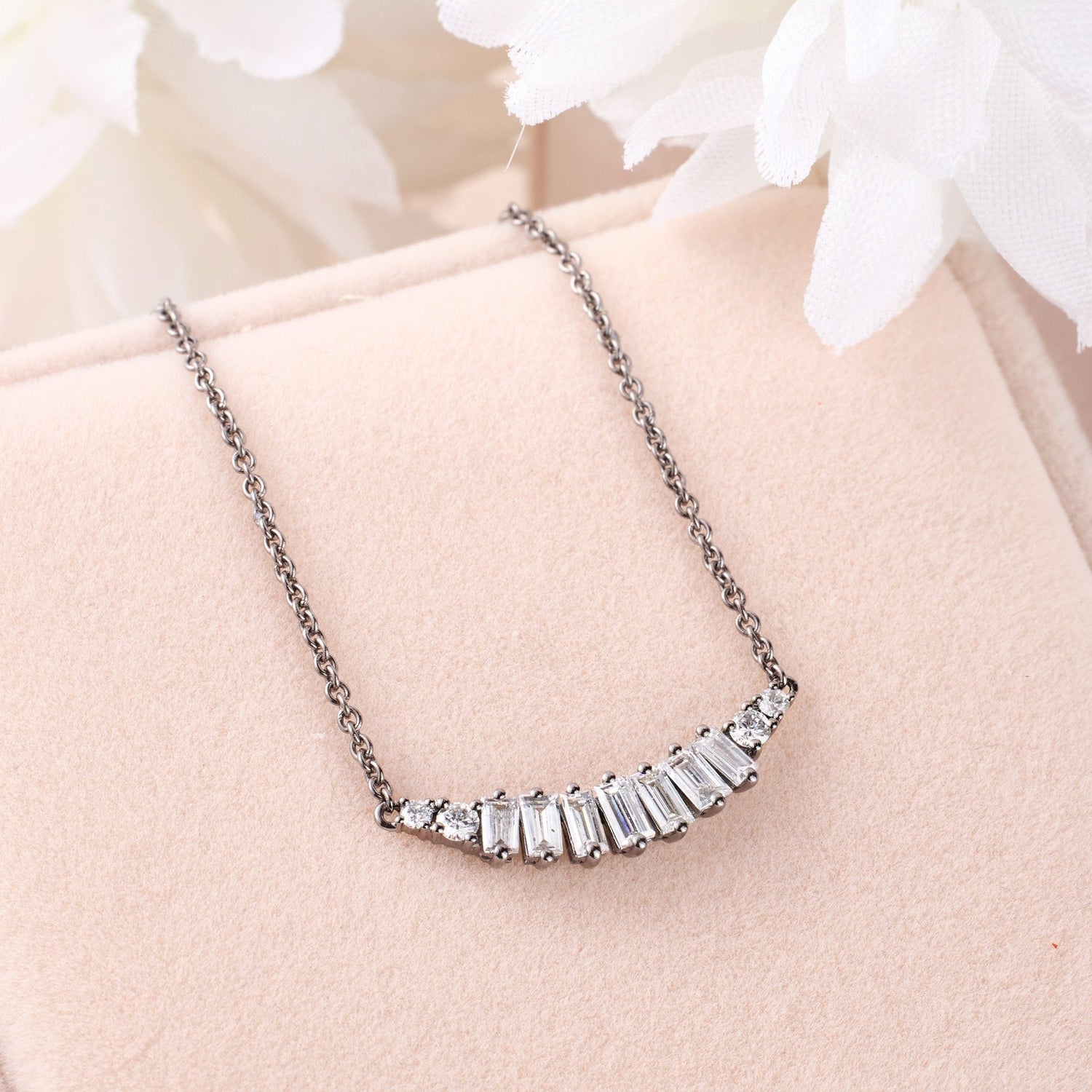 Diamond Graduating Curved Necklace - Jewelry And Store