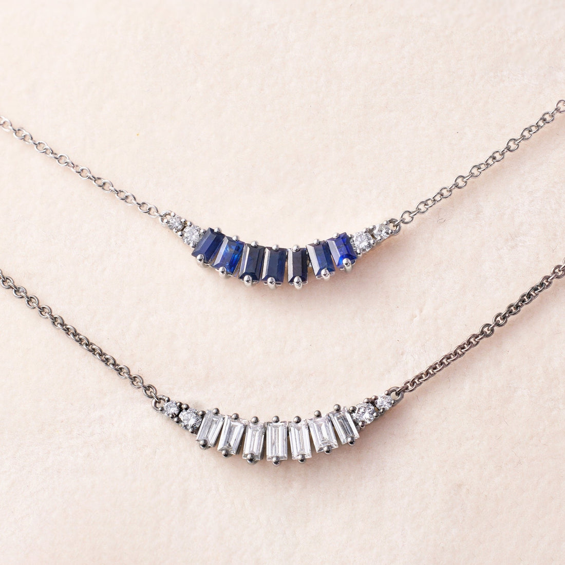 Diamond Graduating Curved Necklace