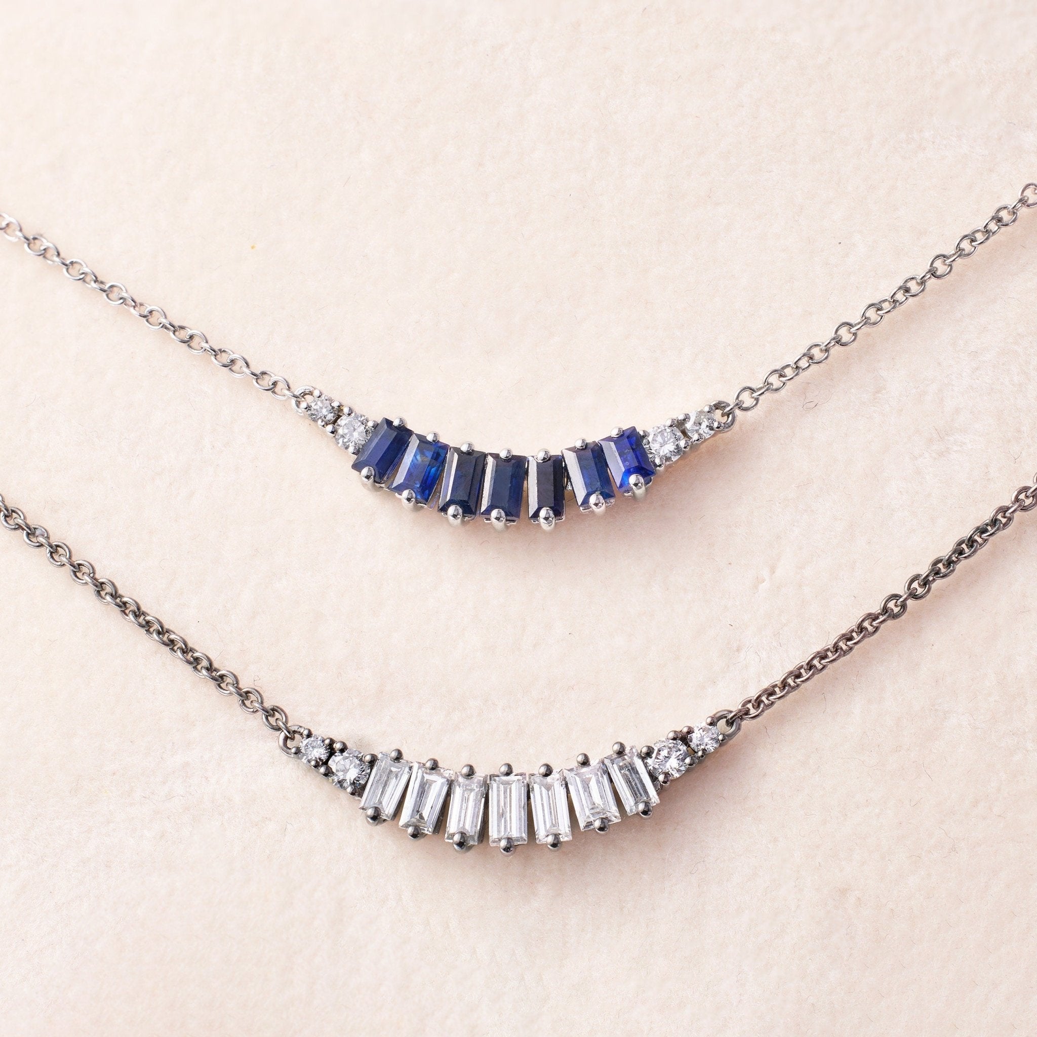 Diamond Graduating Curved Necklace - Jewelry And Store