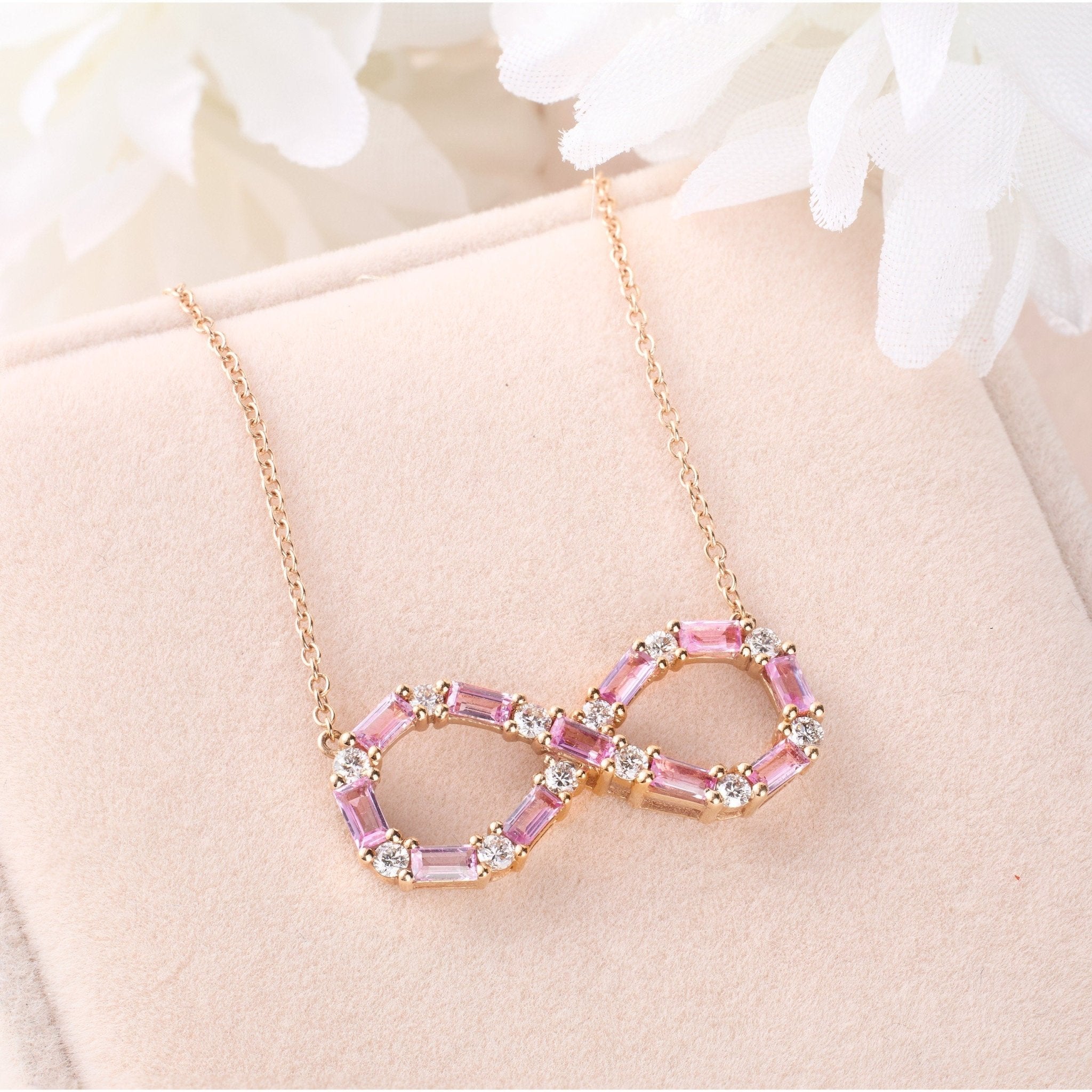 Diamond &amp; Sapphire Infinity Necklace - Jewelry And Store