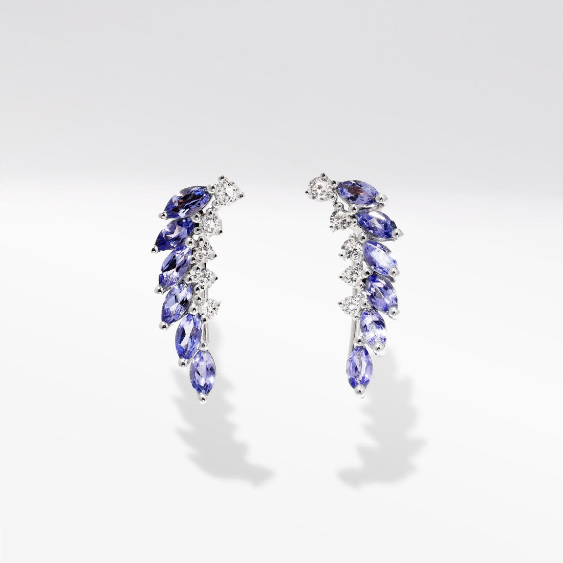 Curved Crawler Earrings with Lavender Tanzanite & Diamonds - Jewelry And Store