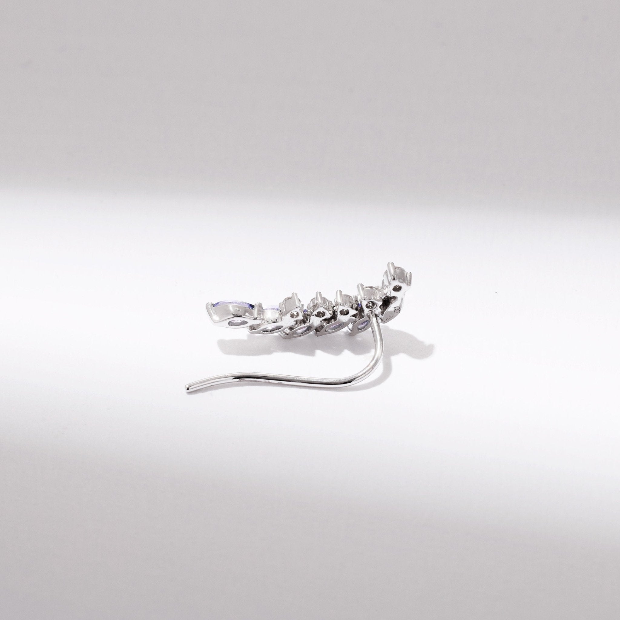 Curved Crawler Earrings with Lavender Tanzanite &amp; Diamonds - Jewelry And Store