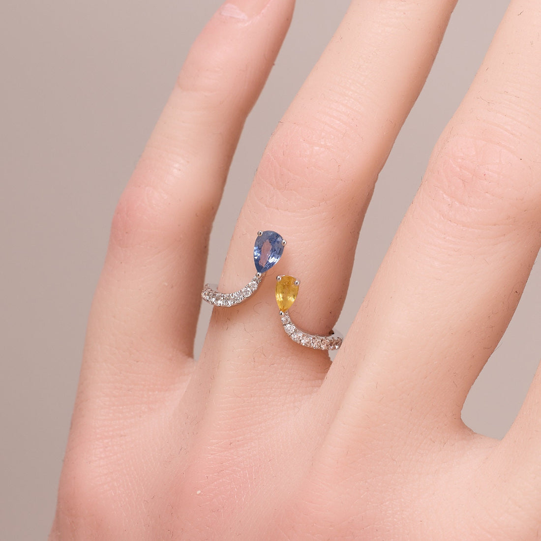 Pear-Shape Fancy Sapphire Open Ring