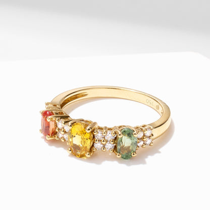Multi - Colored Fancy Sapphire &amp; Diamond Ring - Jewelry And Store