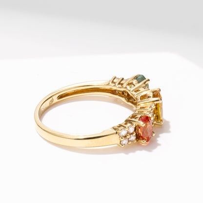 Multi - Colored Fancy Sapphire &amp; Diamond Ring - Jewelry And Store