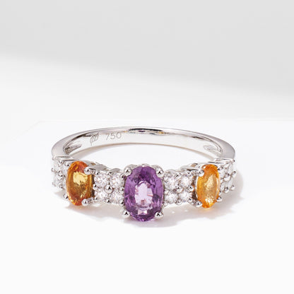 Multi-Colored Fancy Sapphire &amp; Diamond Ring