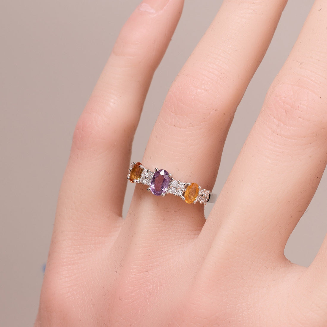 Multi-Colored Fancy Sapphire &amp; Diamond Ring