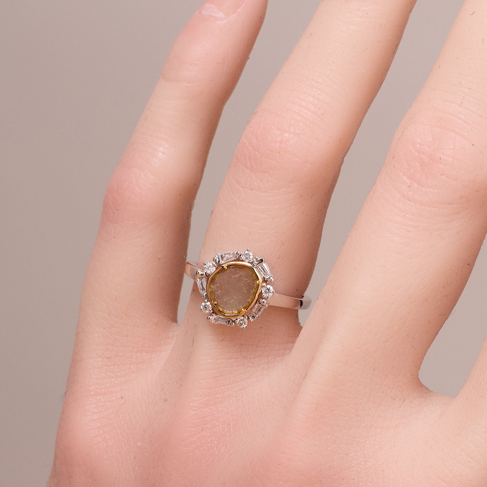 Slice Diamond Sunflower Ring