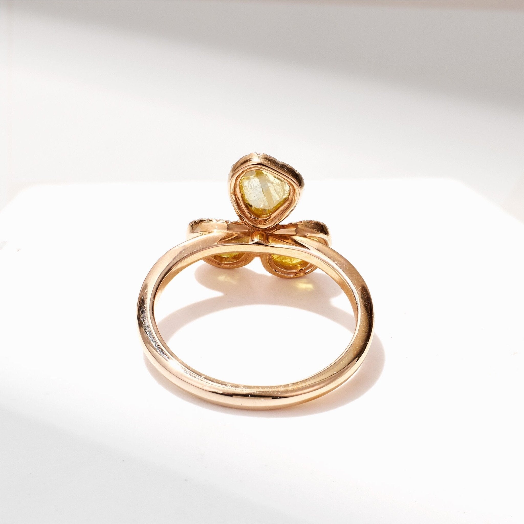 18K Gold Diamond Slice Flower Ring - Jewelry And Store
