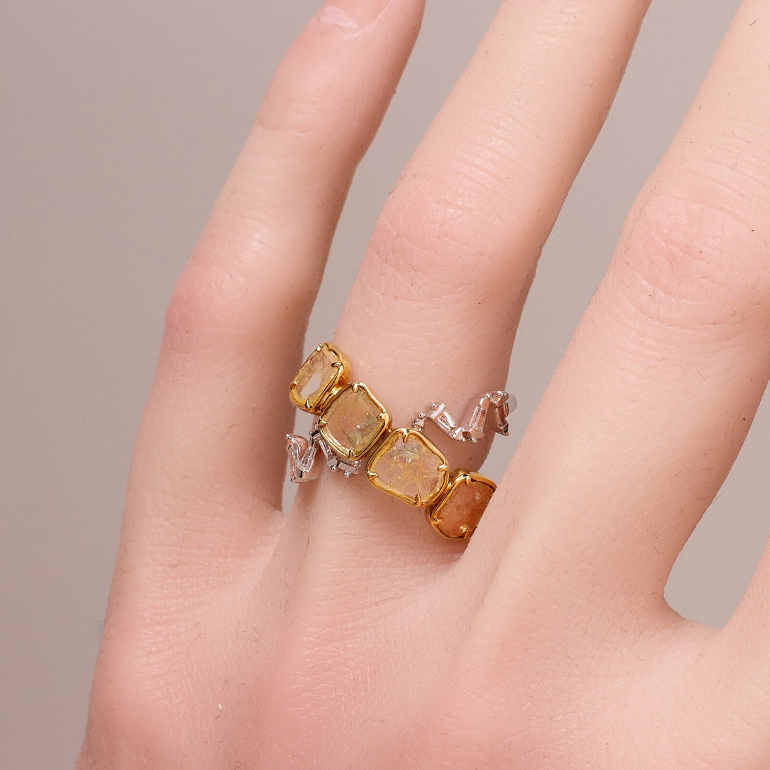 Slice Diamond Orbit-Style Statement Ring