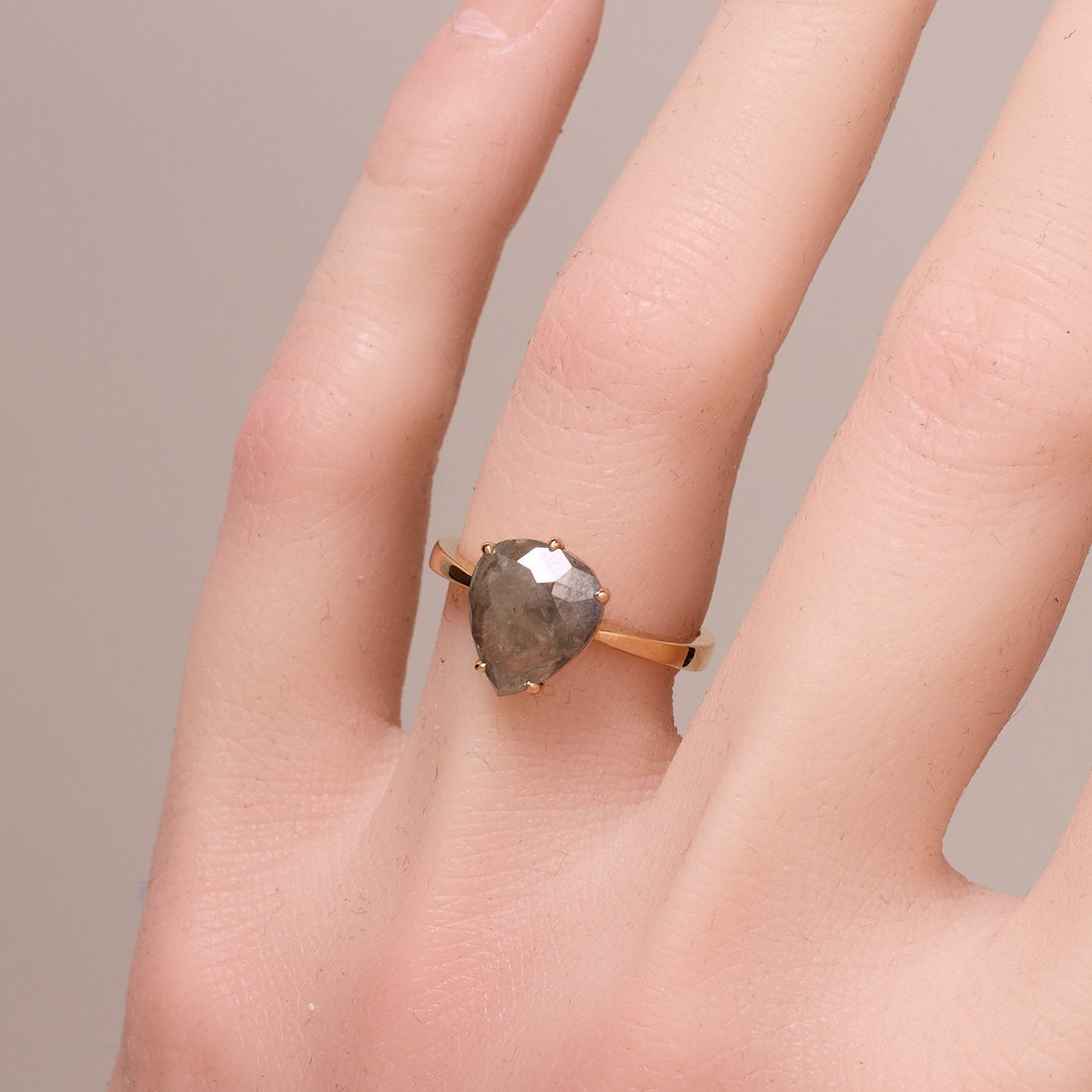 Raw Diamond Solitare Ring in 18K Rose Gold - Jewelry And Store