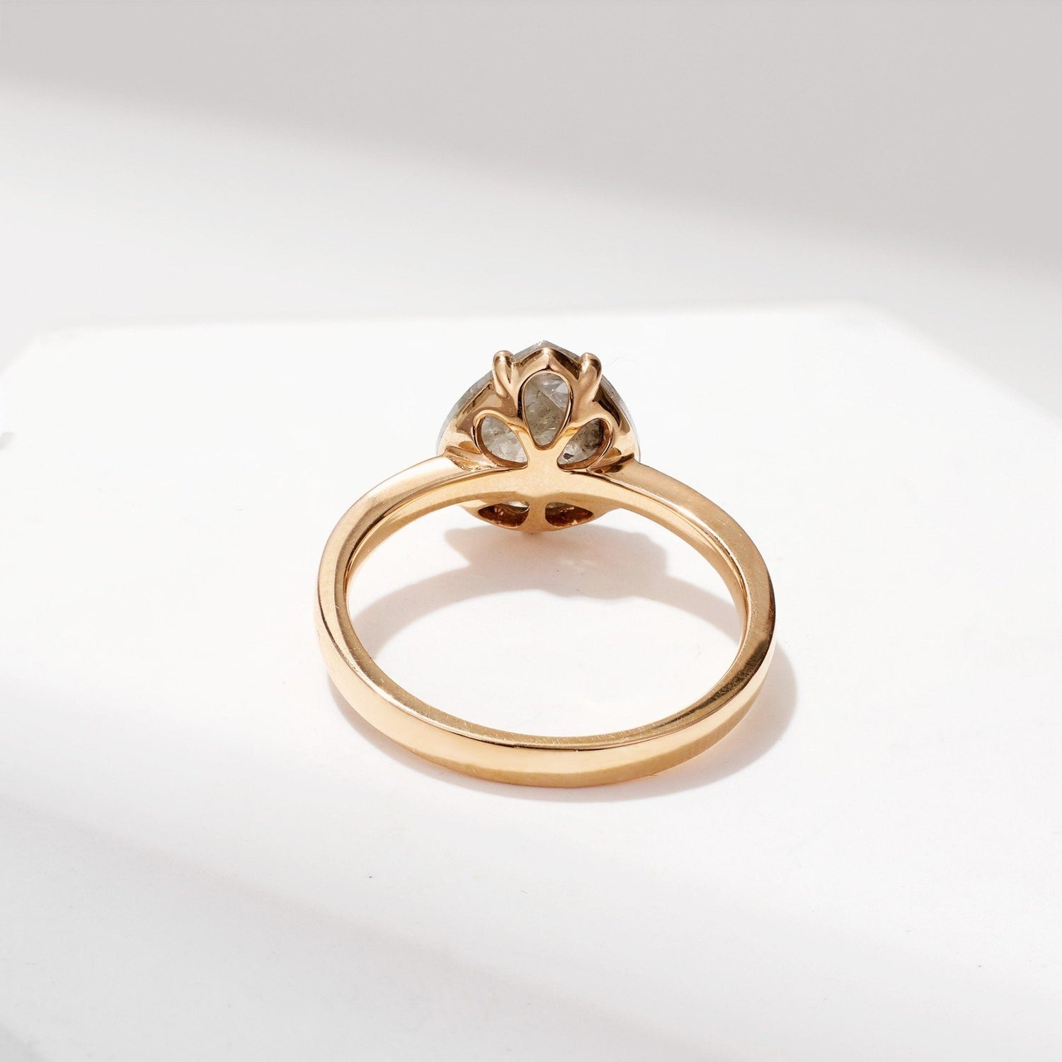 Raw Diamond Solitare Ring in 18K Rose Gold - Jewelry And Store