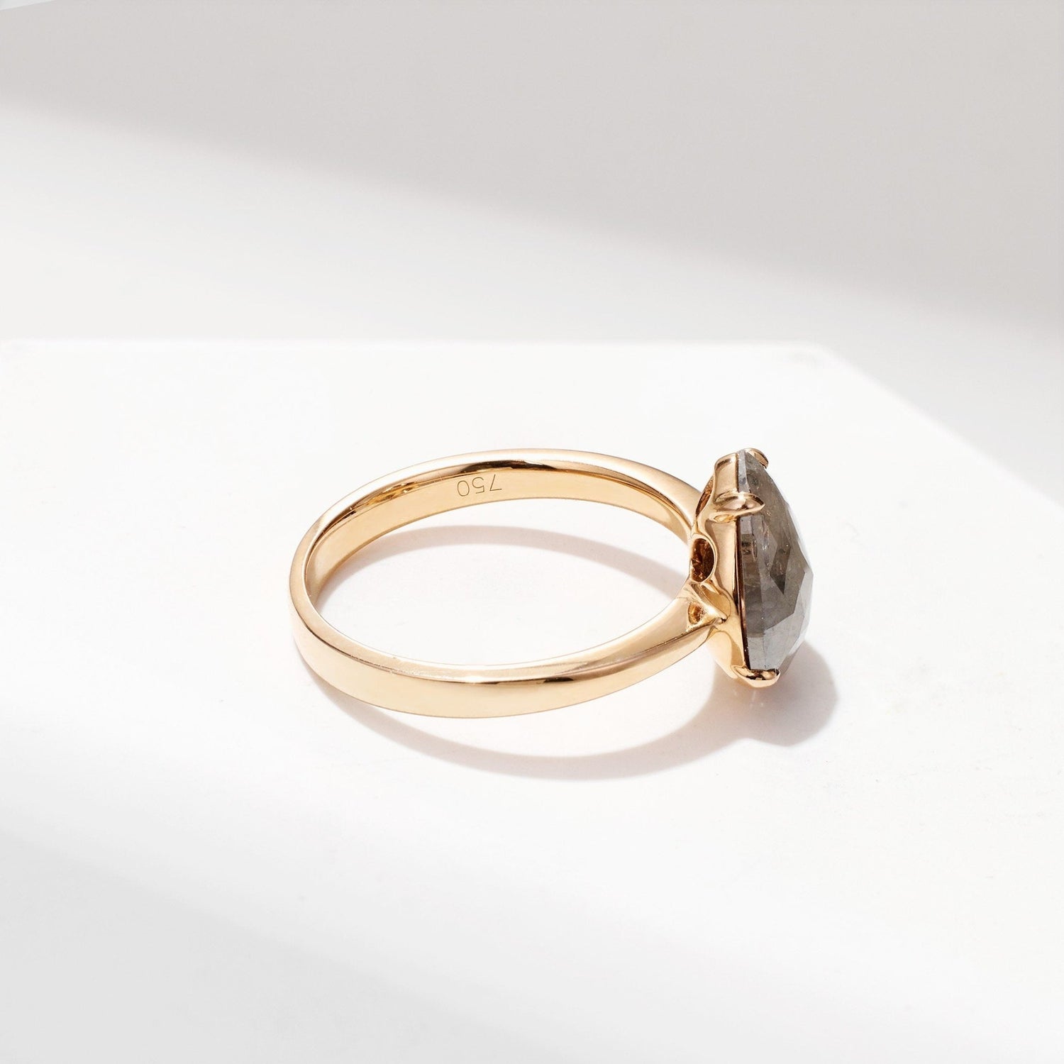 Raw Diamond Solitare Ring in 18K Rose Gold - Jewelry And Store