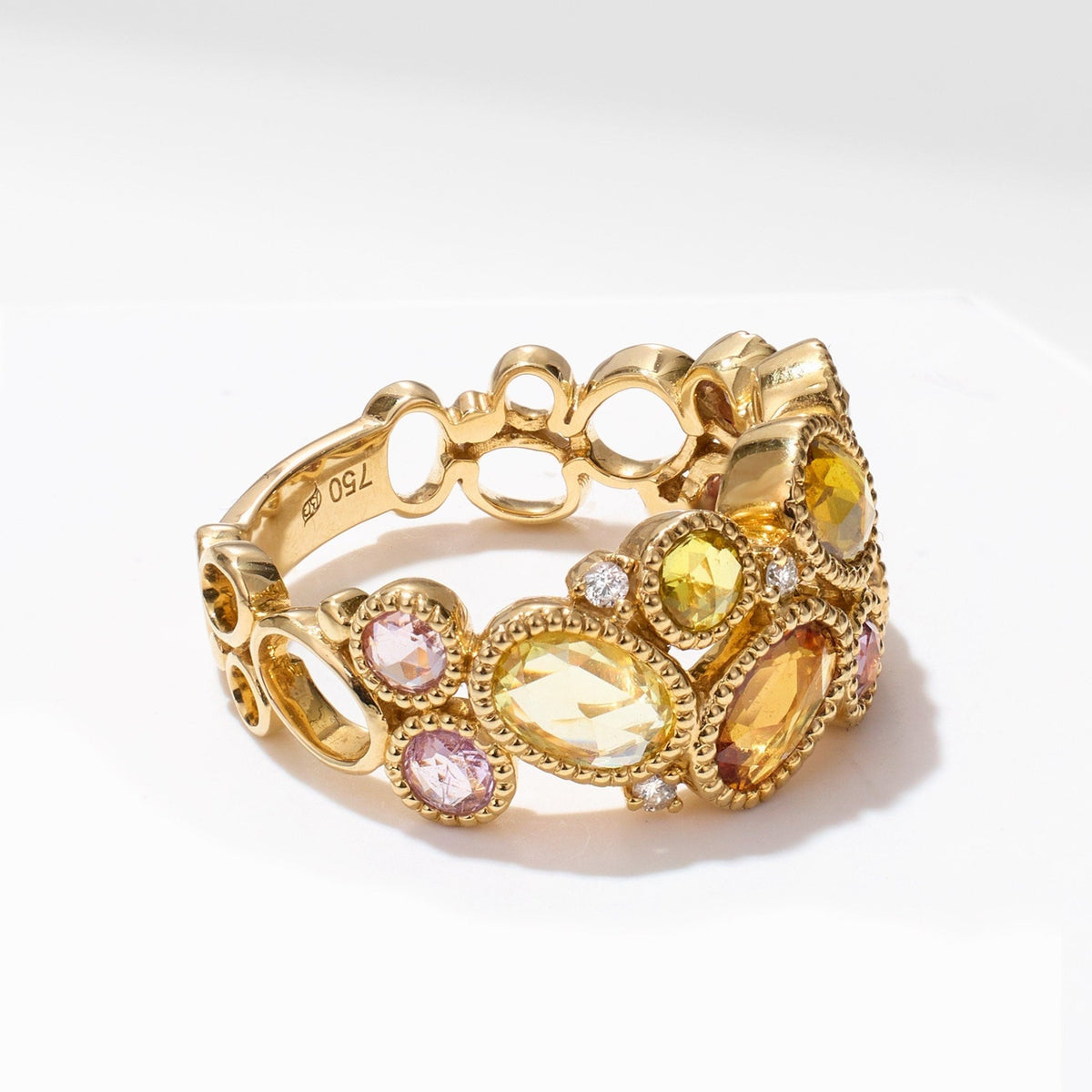 Victorian - Style Statement Ring with Diamonds &amp; Fancy Sapphires - Jewelry And Store