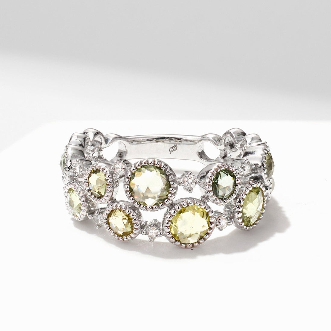 Victorian - Style Statement Ring with Natural Diamonds & Multi - Color Sapphires - Jewelry And Store