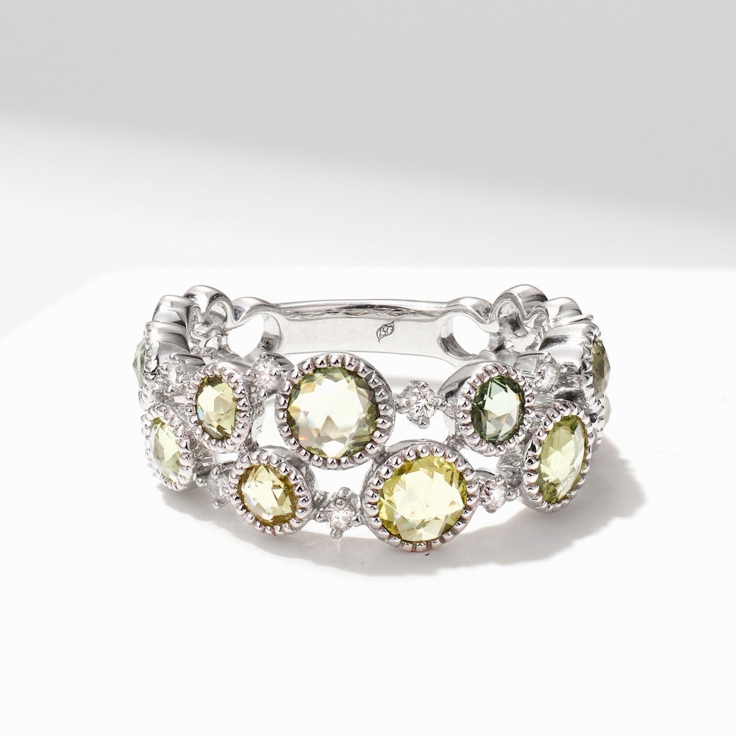 Victorian - Style Statement Ring with Natural Diamonds &amp; Multi - Color Sapphires - Jewelry And Store
