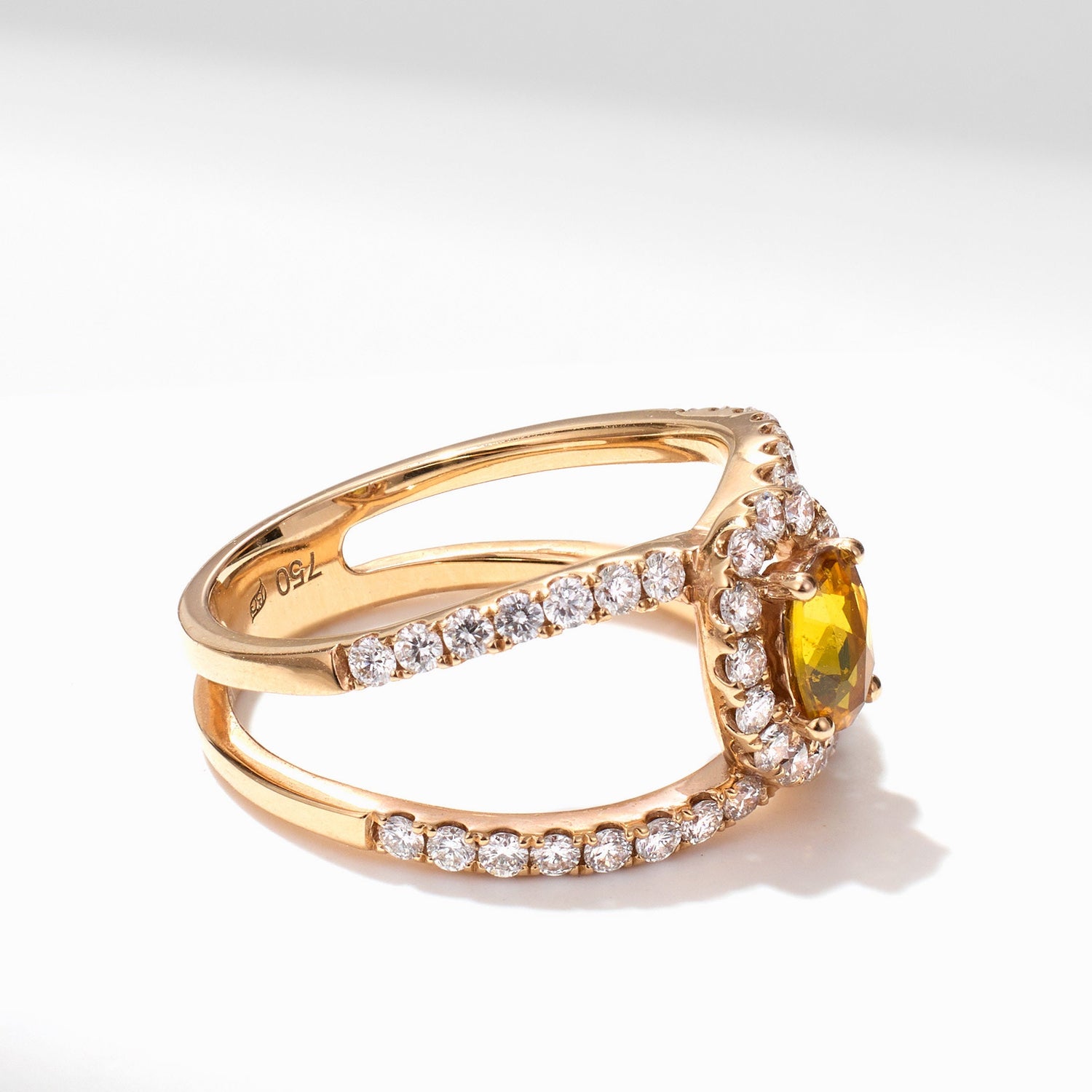 Double rows Diamond &amp; Sapphire Statement Ring