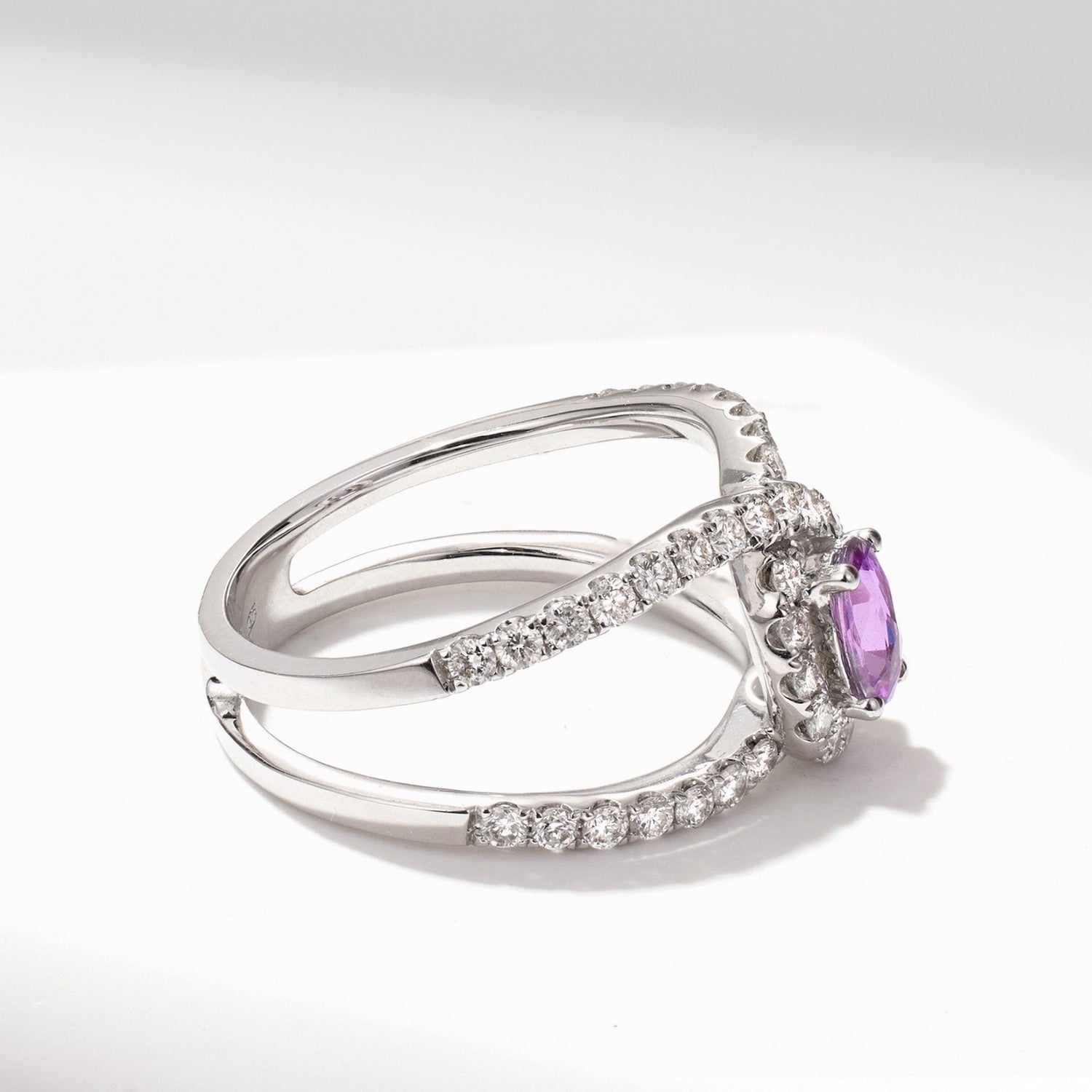 Double Rows Diamond &amp; Sapphire Statement Ring - Jewelry And Store