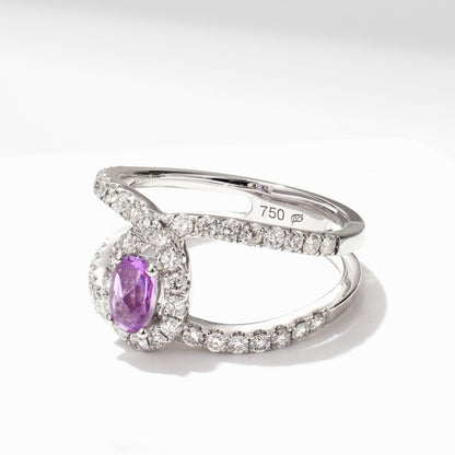 Double Rows Diamond &amp; Sapphire Statement Ring - Jewelry And Store