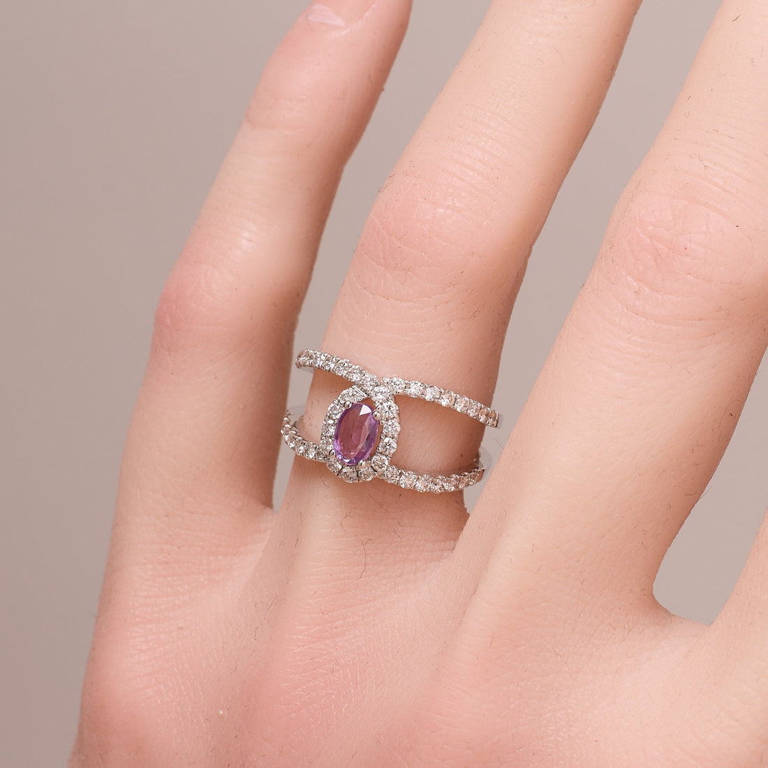 Double Rows Diamond &amp; Sapphire Statement Ring - Jewelry And Store