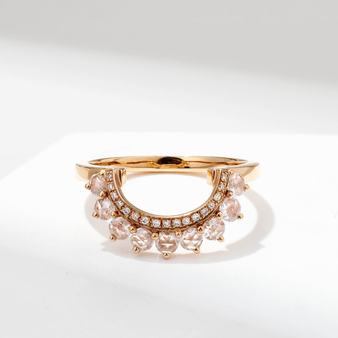 Vintage - Style Contoured Diamond Ring in 18K Rose Gold - Jewelry And Store