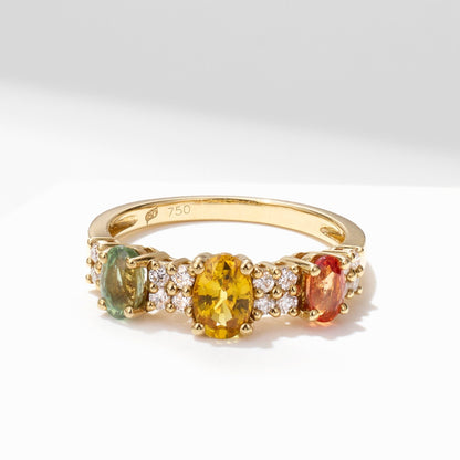Multi - Colored Fancy Sapphire &amp; Diamond Ring - Jewelry And Store