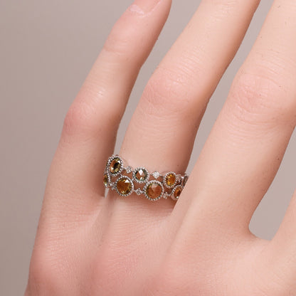 Victorian - Style Statement Ring with Natural Diamonds &amp; Multi - Color Sapphires - Jewelry And Store