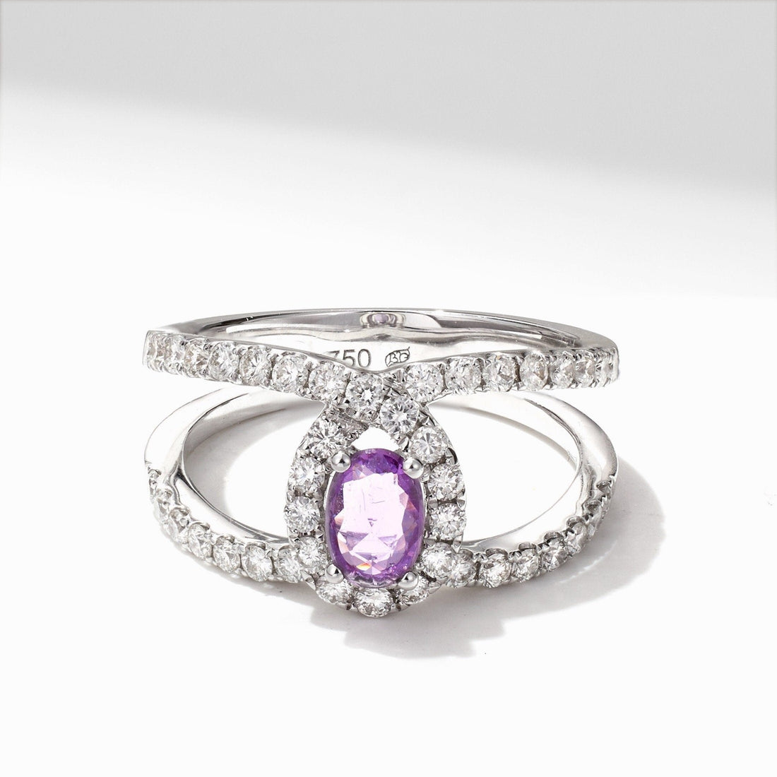 Double Rows Diamond & Sapphire Statement Ring - Jewelry And Store