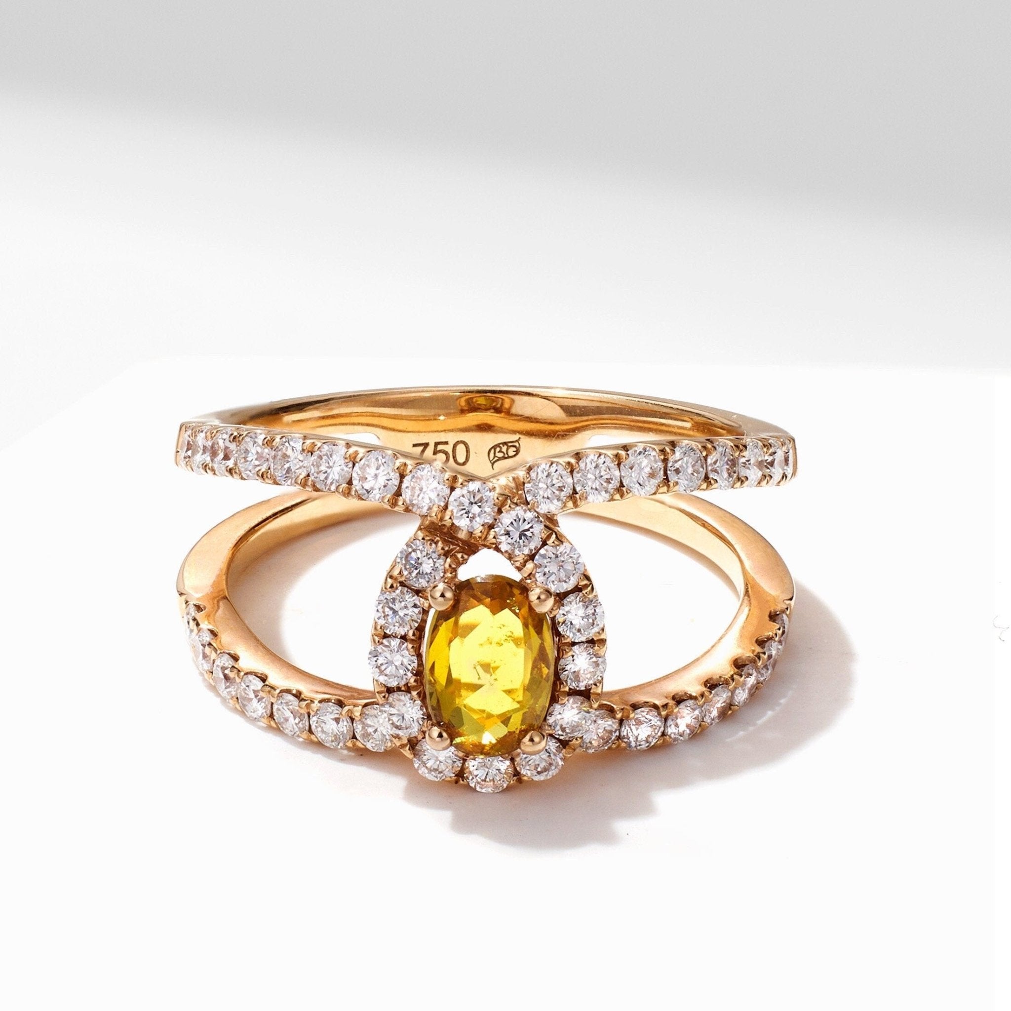 Double rows Diamond &amp; Sapphire Statement Ring - Jewelry And Store