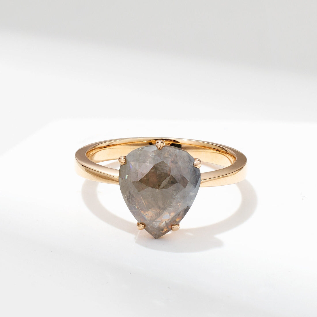 Raw Diamond Solitare Ring in 18K Rose Gold