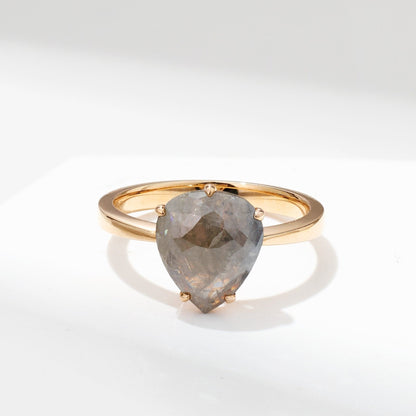 Raw Diamond Solitare Ring in 18K Rose Gold - Jewelry And Store