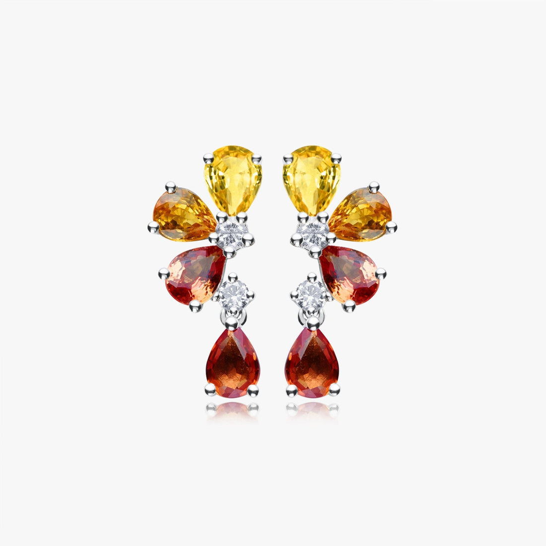Multi - Colored Sapphire &amp; Diamond Floral Earrings - Jewelry And Store