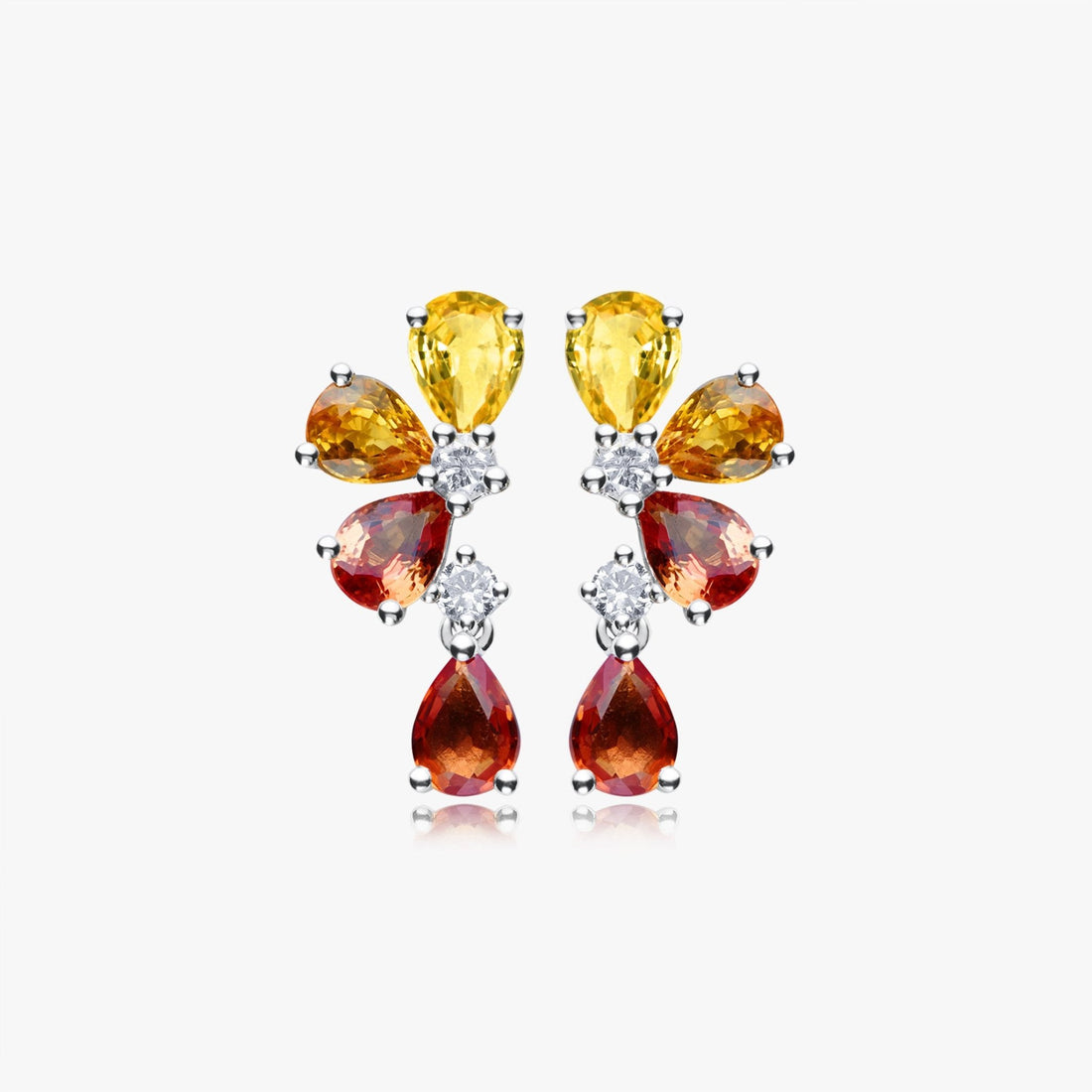 Multi-Colored Sapphire &amp; Diamond Floral Earrings